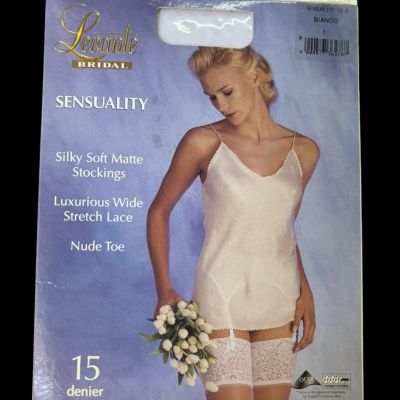 Levante Bridal Sensuality Bianco 1 Small Lace Top Stockings Original Package